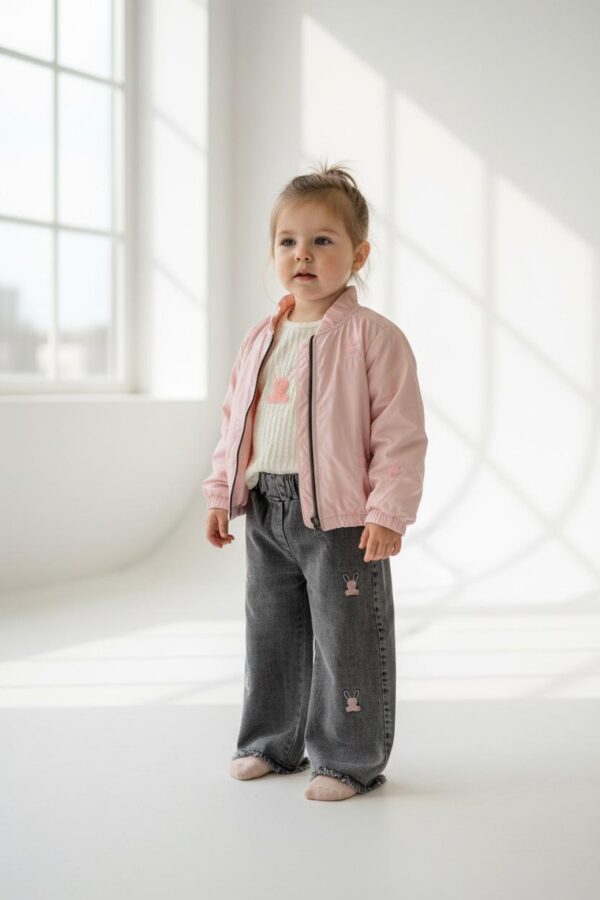 Pembe Yağmurluk Ceketli Takım